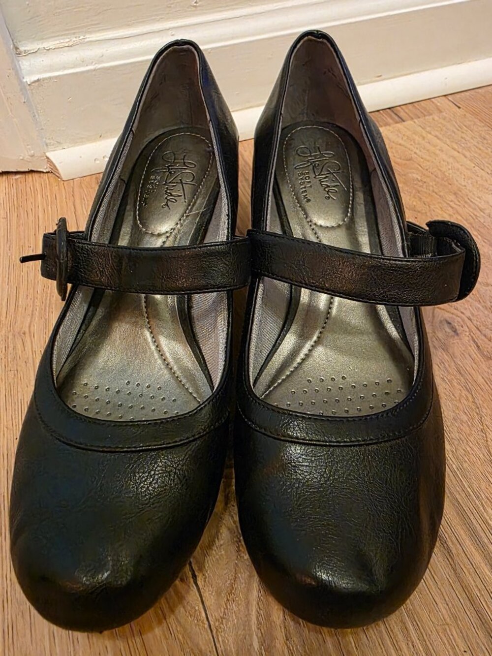 LifeStride Black Mary Jane Pumps Comfort Block Heel Shoes Women's 9.5M